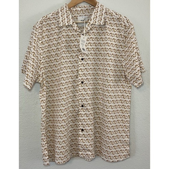 Katin Lucid Shirt Retro Print Short Sleeve Button Up Shirt Size L - Picture 1 of 5